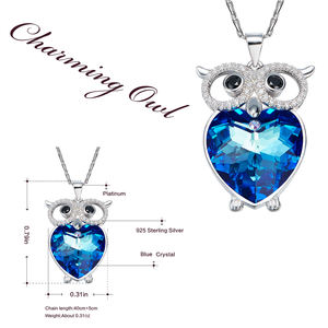CDE YP1016 collar de joyería fina plata esterlina 925 mujer Animal piedra preciosa joyería búho <span class=keywords><strong>Austria</strong></span> cristal colgante collar - Product Image 6