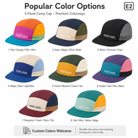 Casquette de camping 5 panneaux personnalisée SHINY 2026 Premium à séchage rapide avec étiquette tissée, faible MOQ, DDP, casquette de sport vierge à visière plate
