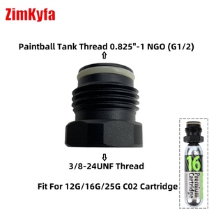 Adaptador de Cilindro para Cartuchos de CO2 Zimakyfa de Aleación de Aluminio Negro, Rosca Hembra 3/8-24UNF a Rosca Macho G1/2 - Product Image 1