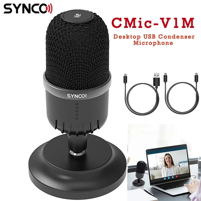 Synco Cmic-V1M Laptop Professional Microphone Karaoke USB Mic Pro Audio Equipment One-Button Muting for Singing PC Computer Live