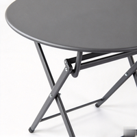 Nouvelle conception de table pliante robuste et portable, résistante aux intempéries, imperméable, en métal, ronde, pour la maison, le café, la restauration