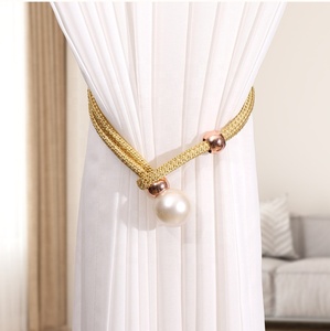 <strong>Tie</strong> <strong>Backs</strong> for Curtain Holdbacks Adjustable with Pearls Curtain <strong>Tie</strong> Band European Drape <strong>Tie</strong> <strong>Backs</strong> with Fasten Ring Home Holiday - Product Image 4