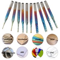 Fraise à queue simple RUIMENG en carbure de tungstène avec revêtement nano bleu, pour routeur CNC, HRC, sans direction de coupe, pour PCB, moules et plastique