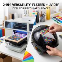 Imprimante jet d'encre UV automatique 2-en-1 A3 avec laminateur, machine d'impression à plat neuve avec impression de rouleaux de film autocollant DTF