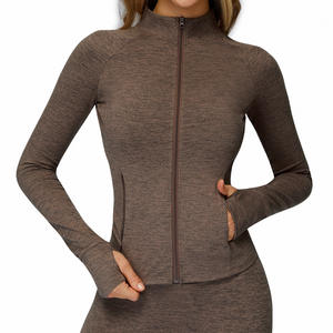 Zechuang Chaqueta de manga larga con cremallera para mujer, de secado rápido, con cuello alto, para deporte y fitness, EWT4510 - Product Image 4