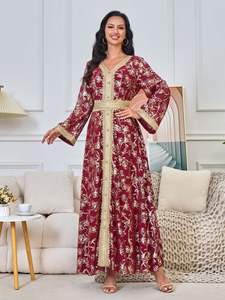 Mode femmes musulmanes <span class=keywords><strong>caftan</strong></span> robes <span class=keywords><strong>or</strong></span> impression estampage <span class=keywords><strong>caftan</strong></span> Abaya Robe arabe dubaï femmes musulmanes <span class=keywords><strong>Caftan</strong></span> Robe avec <span class=keywords><strong>ceinture</strong></span> - Product Image 6