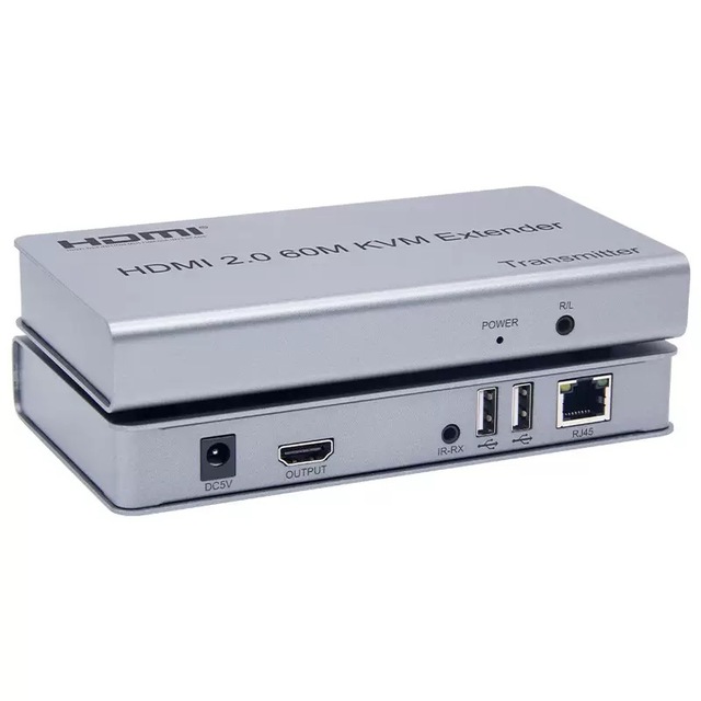 For KVM Extender 4K 60Hz HDMI2.0 60M Metal with IR Local Loop Out Audio Output USB Ports & Touch Screen Function