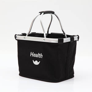 Cesta plegable de lona negra para bicicleta con soporte de manillar de aluminio para uso frontal en bicicletas de montaña - Product Image 3