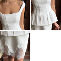 Robe peplum blanche personnalisée à épaules dénudées pour femme, jupe crayon à ourlet en dentelle, tenue de mariée élégante, usine OEM ODM BSCI