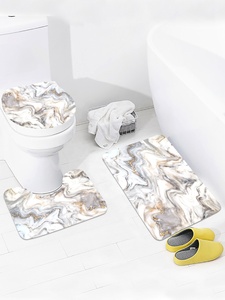 3 Cái Đặt Đá Cẩm Thạch In Flannel Lông Cừu Phòng Tắm Thảm Và Bộ Thảm Sợi Nhỏ Chống Trượt Bath Mat Sàn Thảm Giá Rẻ - Product Image 6