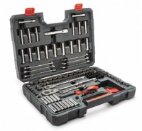 Ensemble d'outils de mécanique 142 pièces 1/4 3/8 1/2"DR SAE/MM en acier au chrome-vanadium, coffret rigide pour la réparation à domicile et automobile