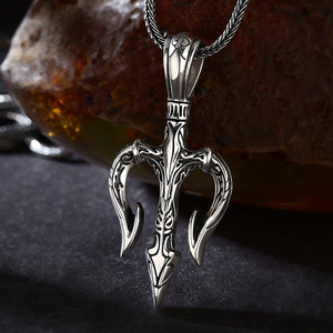 Colgante <span class=keywords><strong>de</strong></span> Plata <span class=keywords><strong>de</strong></span> Ley 925, Moderno y a la Moda, Tendencia Nacional, Colgante <span class=keywords><strong>Tridente</strong></span> del Rey <span class=keywords><strong>de</strong></span> los Mares, Joyería Antigua Retro Vintage <span class=keywords><strong>de</strong></span> Plata Tailandesa - Product Image 3