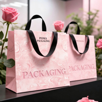 Bolsas de Papel Recubiertas con Estampado UV en Relieve, Bolsa de Regalo con Asa para Pequeñas Empresas