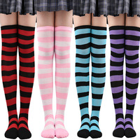 Drôle Cosplay Halloween Cuisse Sur Coloré Halloween Nouveauté Cozy Crew Cadeau Plaine Noël Rayé Chaussettes De Noël Bas