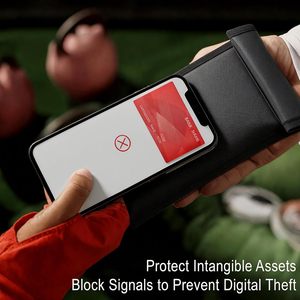 กระเป๋าโทรศัพท์ป้องกันคลื่นแม่เหล็ก RFID และ NFC สีดำ กันน้ำ กันไฟ พกพาสะดวก สำหรับการเดินทาง - Product Image 2