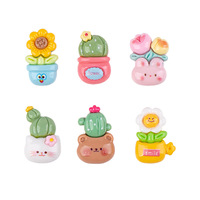 Diy Hars Accessoires Dier Plant Mobiele Telefoon Case Patches Cartoon Bloem Potplant Kits Plastic Acryl Sieraden Maken