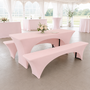 Polyester Spandex Beer Table <b>Bench</b> and Picnic Cover Set with Full Fitted and Surface Cap Options - Product Image 1