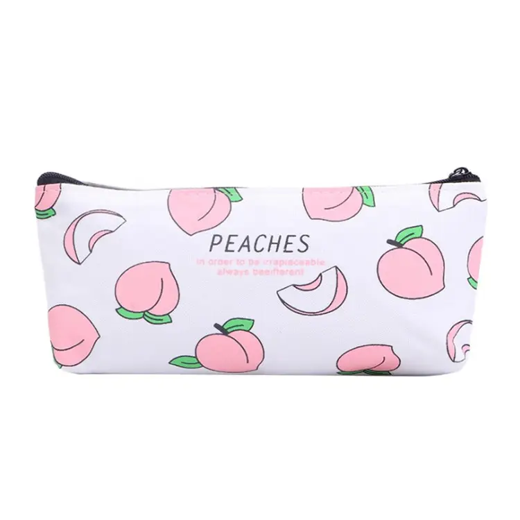 New Canvas Fruit Peach pencil Case School Pencil Holder For Girl Stationery Canvas Pencil Bag School Supplies Students Gifts