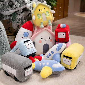 Adorables Coussins en Peluche en Forme de Véhicules et Maisons de Dessins Animés, Rembourrage en Coton PP, Tissu Doux et Moelleux, Designs Personnalisés pour Enfants, Fêtes et Maison - Product Image 4