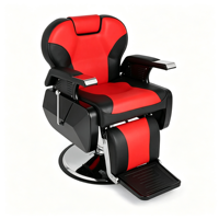 Fauteuil de barbier robuste avec système hydraulique inclinable, en cuir PU beige, pour salon de coiffure masculin, avec repose-pieds