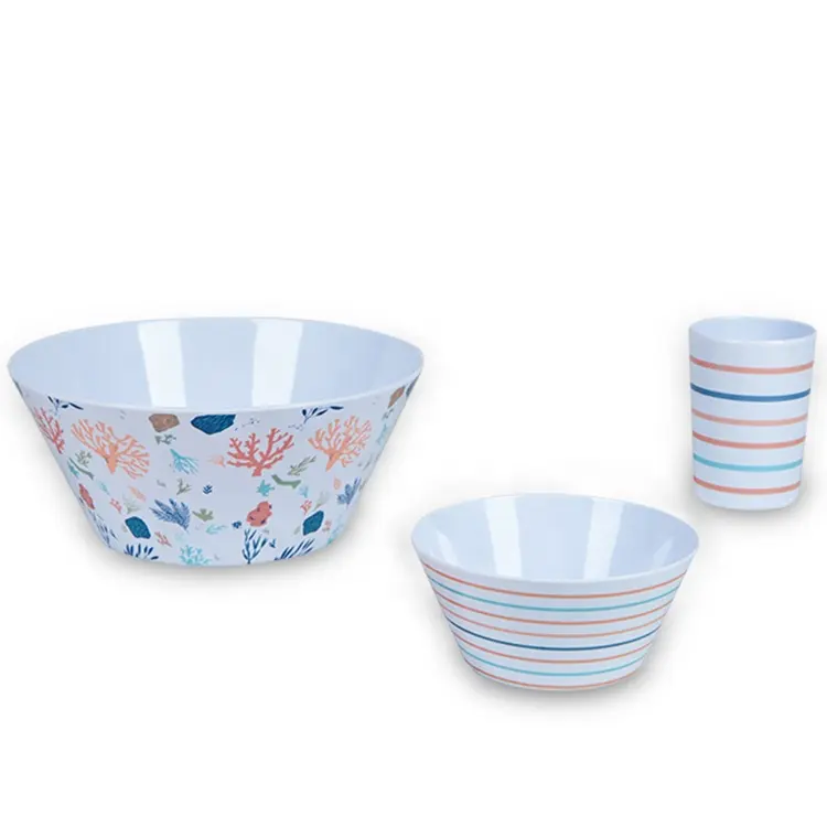 ग्रीष्मकालीन सुंदर एशियाई 100% Melamine बर्तन सेट प्लेट कटोरा Tableware