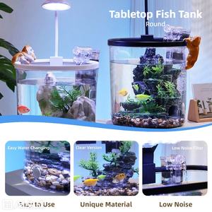Acquario da Tavolo Rotondo per Pesci Betta con Kit di Avviamento, Luce LED e Pompa Filtro Acqua - Product Image 1