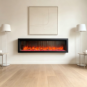 <span class=keywords><strong>Cheminée</strong></span> électrique murale moderne avec application intelligente, liaison Google Assistant, flamme LED multicolore, décoration intérieure - Product Image 2
