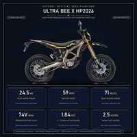 Moto tout-terrain électrique SUR-RON Ultra Bee X HP 2026, moteur PMSM turbo 24,5 kW, vitesse maximale de 59 mph, moto de course tout-terrain pour adultes