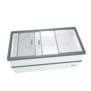 Congélateur îlot à corps profond 720L en promotion, congélateur vitrine à refroidissement direct avec porte vitrée pour supermarché et aliments surgelés - Product Image 1