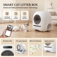 Bac à litière pour chat automatique intelligent en plastique rectangulaire de 12 L, auto-nettoyant, avec contrôle WiFi via application, écologique, désodorisant, facile à utiliser, 15 kg
