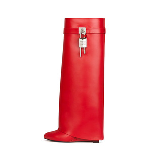 Design à la mode grande taille 35-46 bout rond chaussures compensées à talons hauts mode <span class=keywords><strong>requin</strong></span> serrure bottes femmes bottine Street Wear - Product Image 5