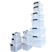 Lot de 4 boîtes de rangement rectangulaires modernes en plastique PE transparent de 10 litres avec clip de fermeture/boîte de rangement pour aliments et médicaments de cuisine avec couvercle