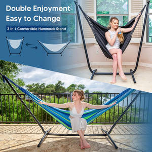 Double hamac portatif pliant extérieur de haute qualité avec l'installation facile durable de support pour des voyages d'arrière-cour de maison de camping - Product Image 6