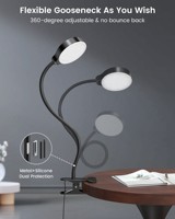 Glocusent Flexible 5 Niveaux de Luminosité 3 Couleurs Dimmable Chevet Bureau Clip sur Livre Lecture Lampe de Table Lumière