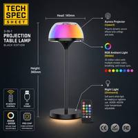 Lampe de Table Intelligente 3-en-1 à Projection Aurore, Synchronisation Musicale RGB, Veilleuse de Chevet Alimentée par USB pour Gaming, Bureau, Vente en Gros