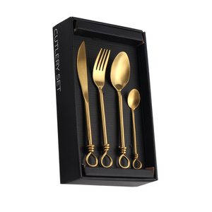 Sáng Tạo Knot Xử Lý Gương Đánh Bóng Độc Đáo Bộ Dao Kéo, Đen Twist Spiral <span class=keywords><strong>Flatware</strong></span>, Handmade Twig Silverware Set - Product Image 3