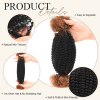 # Rambut Manusia Afro Kinky Bulk Coklat 30/1B/30 untuk Kepang dan Dreadlocks, Alami dan Lembut, Sudah Di-Fluffing, Rambut Spring Twist