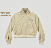 Blouson Bomber en Velours Haut de Gamme OEM ODM pour Homme, Col Côtelé Multi-Rayures, Manches Raglan, Veste de Sport Vierge pour Logo Brodé