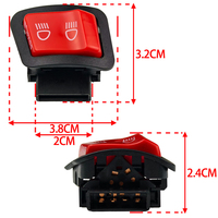 Interrupteur de phare de moto universel avec bouton de dépassement, type bascule rouge, coque en plastique durable