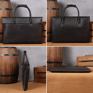 Nouveauté Sac à bandoulière pour ordinateur portable en cuir véritable Crazy Horse de style rétro simple vintage pour homme Sac à main - Product Image 6