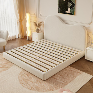 Moderno <span class=keywords><strong>Lettino</strong></span> per Bambini Morbido e Confortevole, Letto Imbottito in Tessuto con <span class=keywords><strong>Testiera</strong></span> a Forma di Collina Bianca - Product Image 2