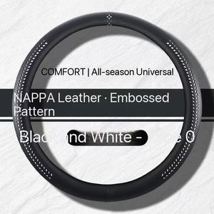 Nouvelle Housse <span class=keywords><strong>de</strong></span> Volant <span class=keywords><strong>de</strong></span> Voiture en Cuir Nappa 2026 Antidérapante Respirante Luxe Noire Universelle pour Voiture - Product Image 4