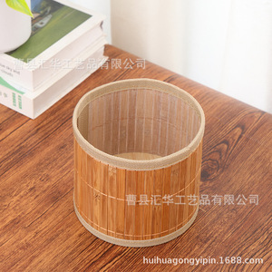 New <b>bamboo</b> woven storage <b>basket</b> for home use, desktop remote control storage, office pen holder, and miscellaneous items - Product Image 5