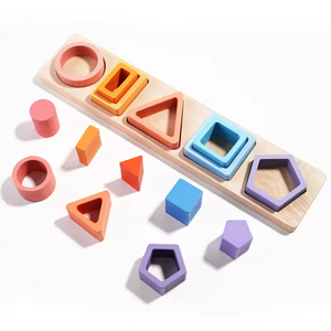 ของเล่นเพื่อการศึกษาไม้ปริศนาทำจากไม้ขัดเงาหลากสีของเล่นเพื่อการศึกษา - Product Image 1