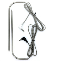 Sonda de Temperatura PT1000 de Grado Alimenticio con Junta de Silicona y Juego de Clips de Montaje Insertables para Parrilla de Barbacoa