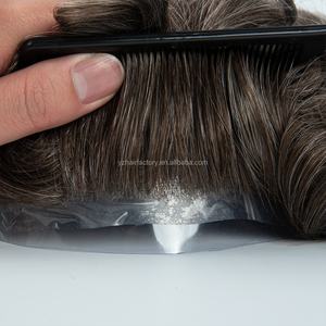 Prêt à expédier : Toupet 100 % cheveux humains vierges Remy indiens, base PU 04-06, brun foncé/clair, ligne de cheveux naturelle, longueur courte - Product Image 2