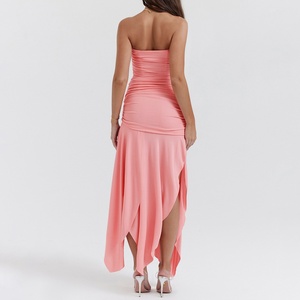 Robe asymétrique plissée abricot, style avant-gardiste unique et tendance, robes sur mesure - Product Image 6