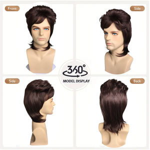 วิกผมผู้<span class=keywords><strong>ชาย</strong></span>สีน้ำตาลเข้มทนความร้อน วัสดุสังเคราะห์ ราคาโรงงาน ทรงผมธรรมชาติ  พร้อมตาข่ายโปร่งใสสีชมพู  ทรงผมสั้นแบบมี<span class=keywords><strong>หน้าม้า</strong></span> - Product Image 6