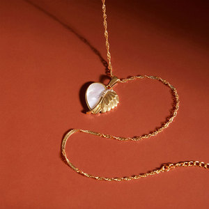 Collier pendentif mode en acier inoxydable 316 plaqué or 14k 18k, résistant à l'eau et inaltérable, motif coquille, aile, cœur <span class=keywords><strong>pour</strong></span> femme - Product Image 1