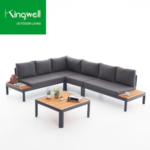 Fascia alta <span class=keywords><strong>balcone</strong></span> salotto moderni impermeabili all'aperto divani in alluminio mobili <span class=keywords><strong>da</strong></span> giardino a forma di L Set per il tempo libero <span class=keywords><strong>divano</strong></span> componibile <span class=keywords><strong>da</strong></span> giardino - Product Image 2